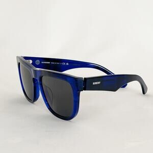 BURBERRY Blue Logo Print Square Acetate Sunglasses Unisex NWT